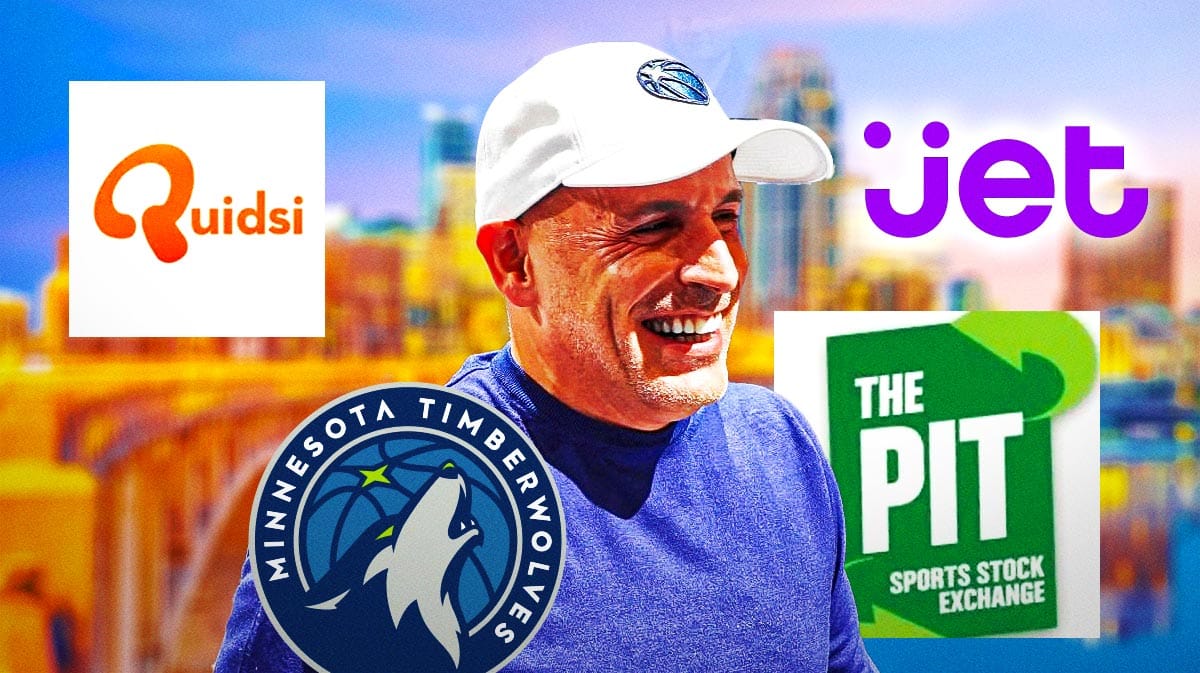 Marc Lore surrounded by logos for The Pit, Quidsi, Jet.com and the Timberwolves.