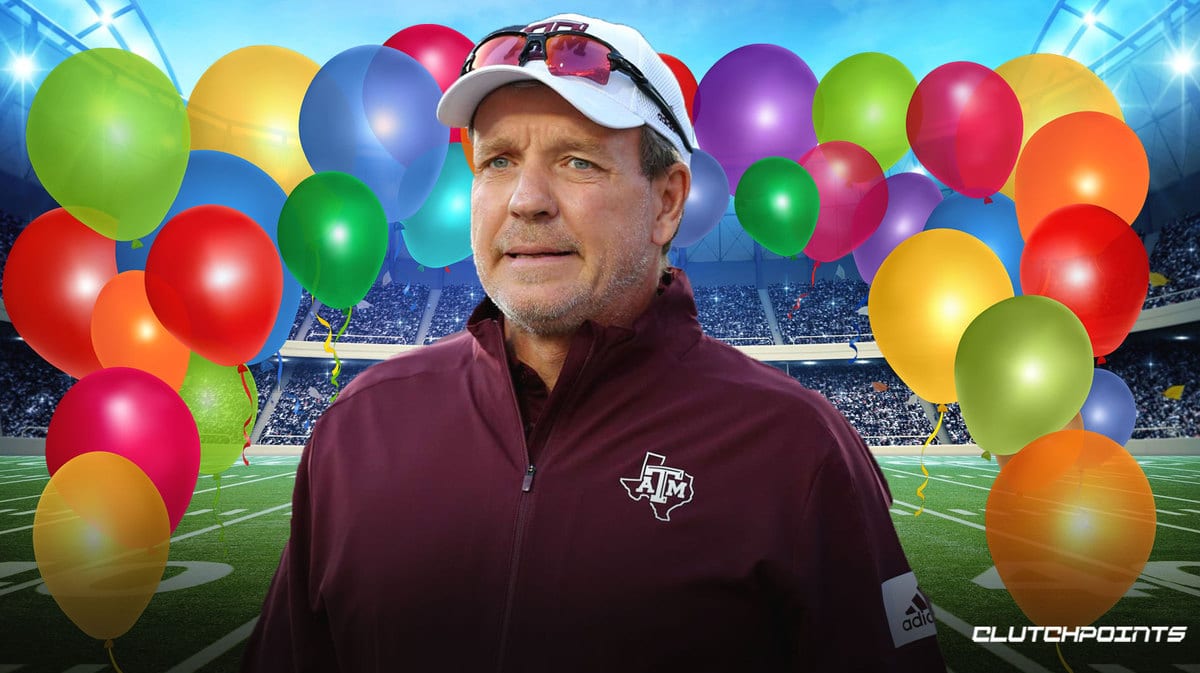Jimbo Fisher surrounded by balloons.