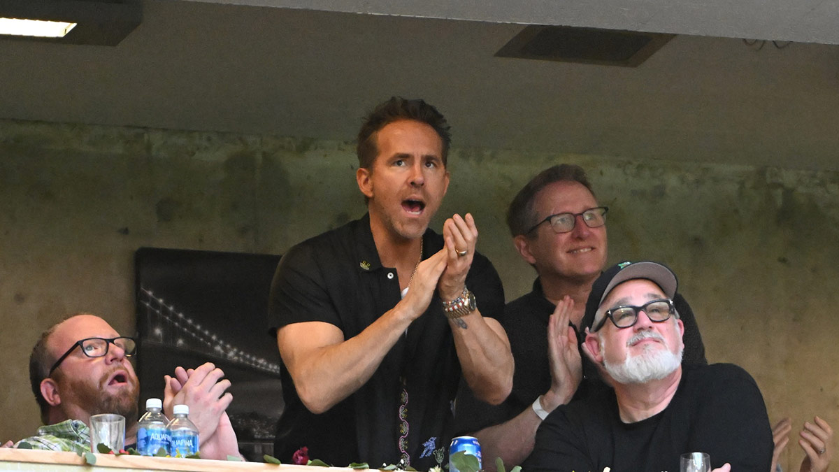 Wrexham FC owner Ryan Reynolds during the first half of the match against Vancouver Whitecaps FC at BC Place.