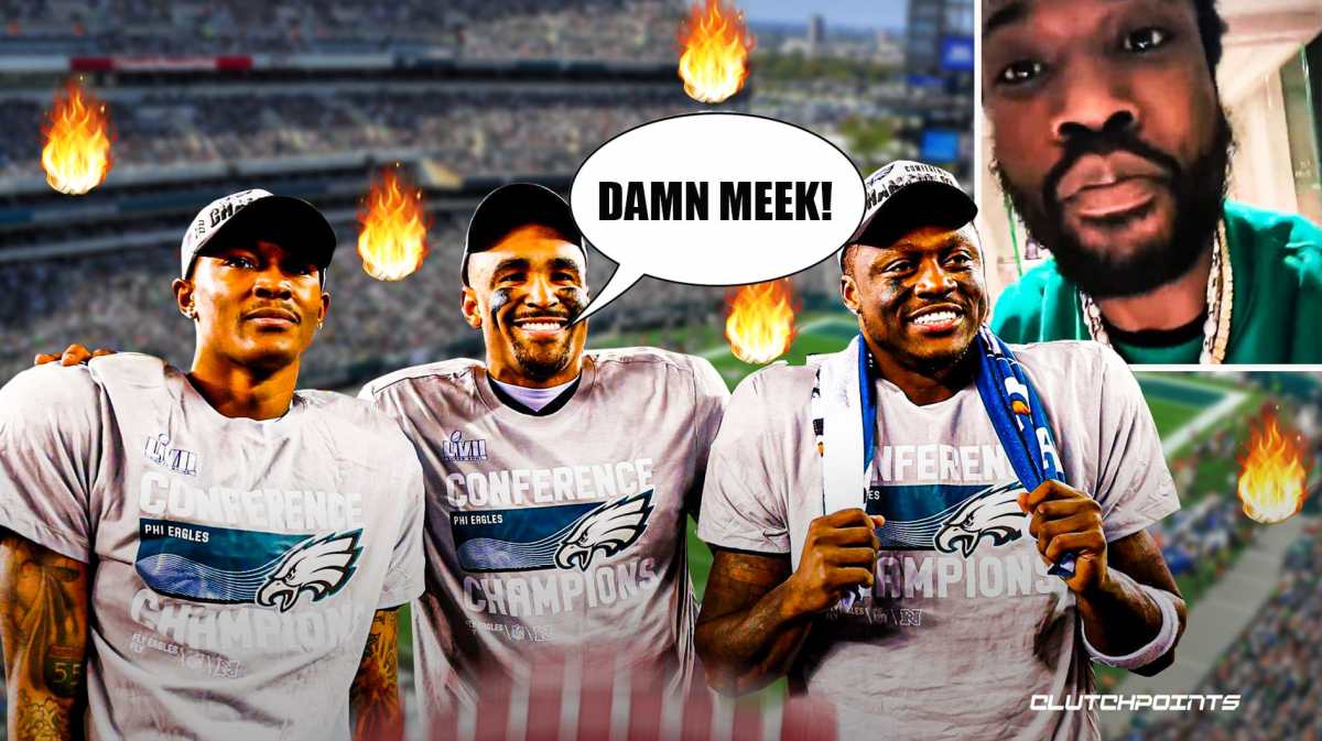 Meek Mill, Jalen Hurts, DeVonta Smith, AJ Brown