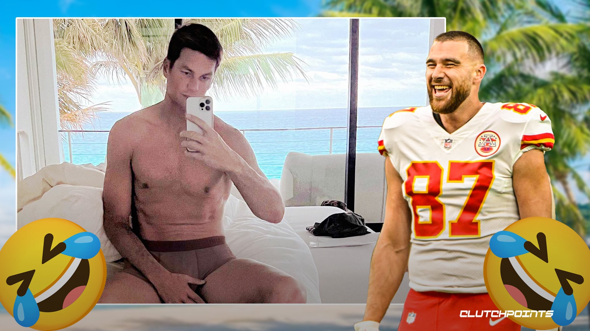 Travis Kelce's hilarious reaction to Tom Brady's underwear selfie