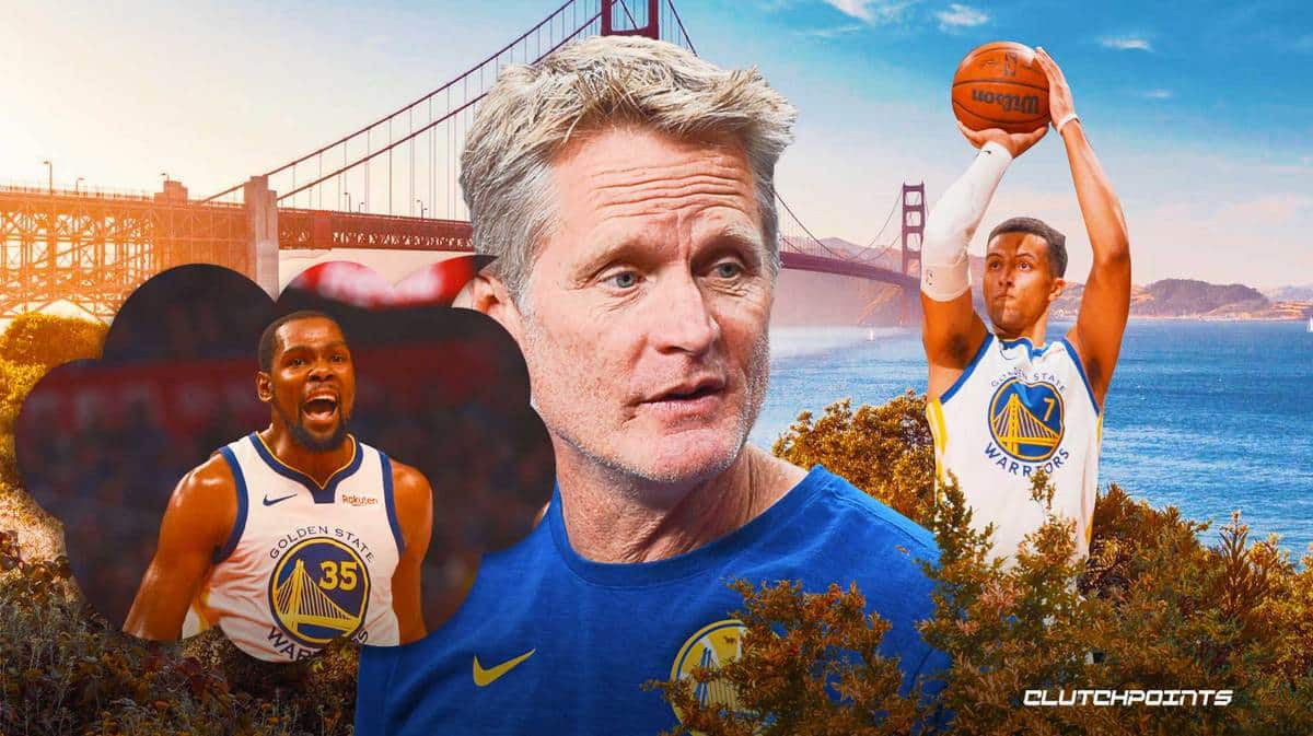 Steve Kerr, Patrick Baldwin Jr., Kevin Durant, Warriors