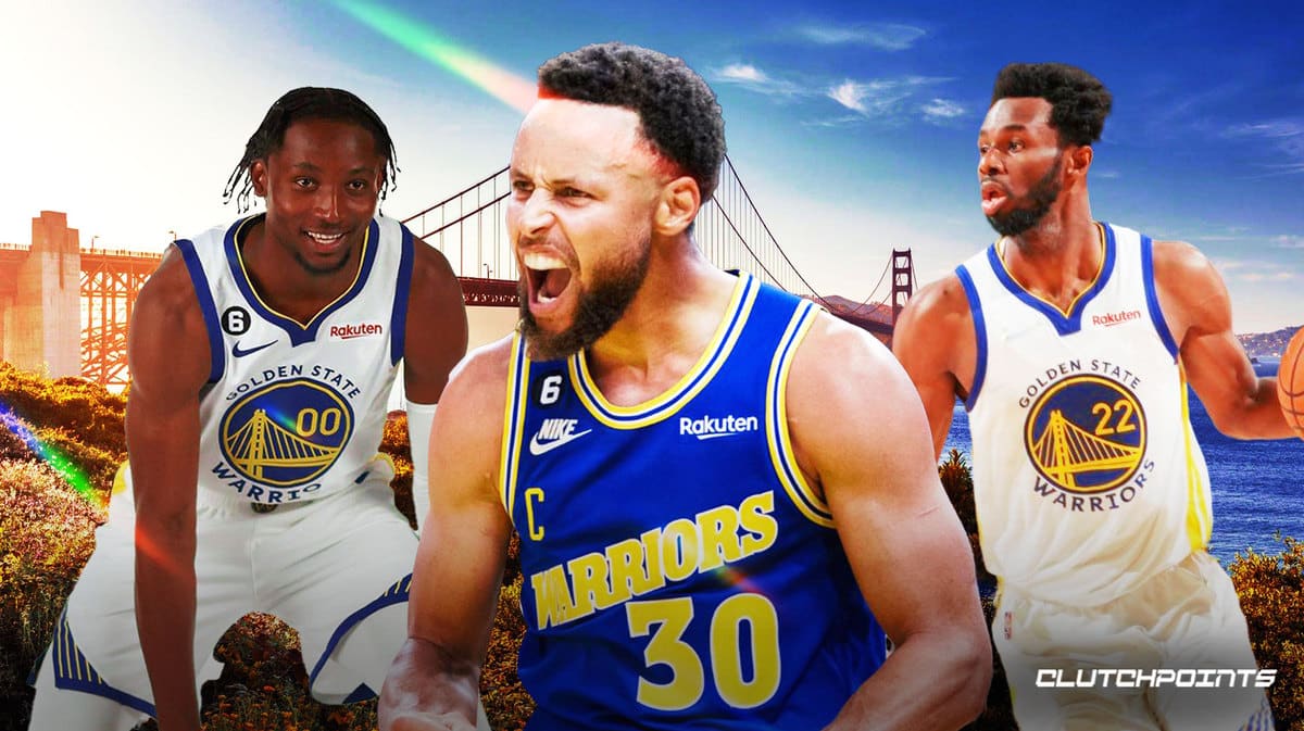 Jonathan Kuminga, Stephen Curry, Andrew Wiggins, Warriors