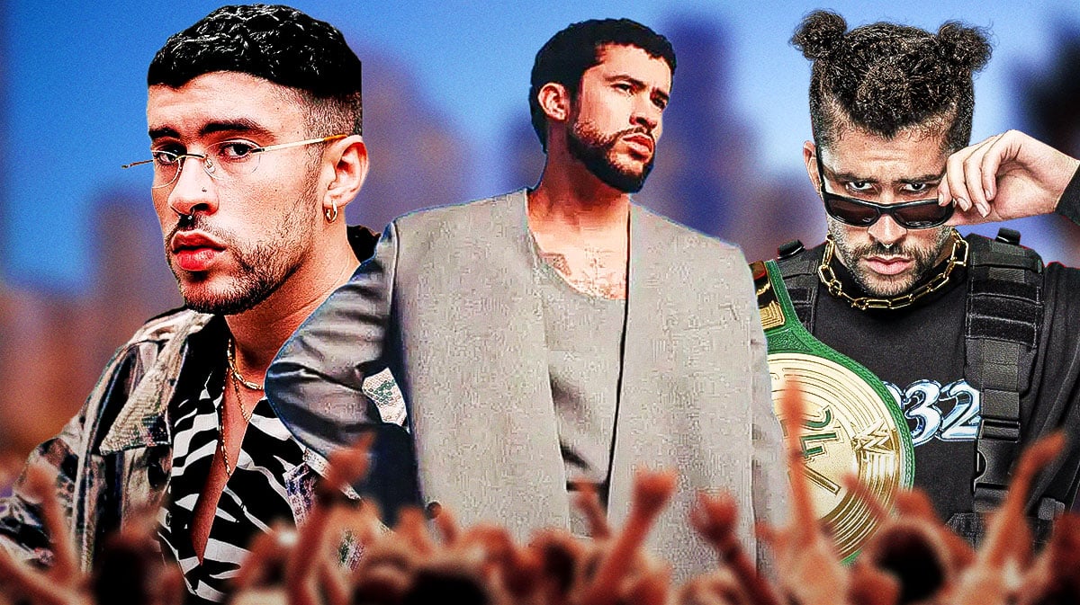Bad Bunny rapping, acting and wrestling.