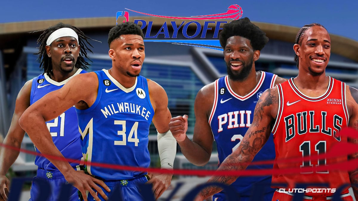 Jrue Holiday, Giannis Antetokounmpo, Joel Embiid, DeMar DeRozan, Bucks