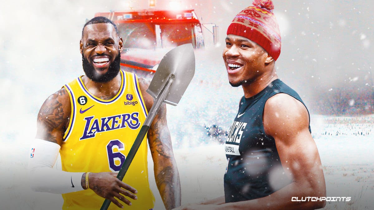 Giannis Antetokounmpo, LeBron James, Lakers, Bucks, snowplow