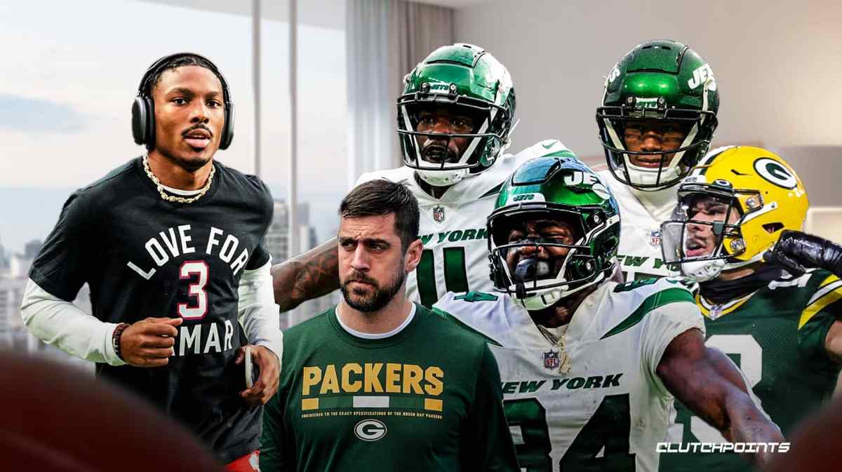 Aaron Rodgers Jets Mecole Hardman Elijah Moore trade WR wide receiver room