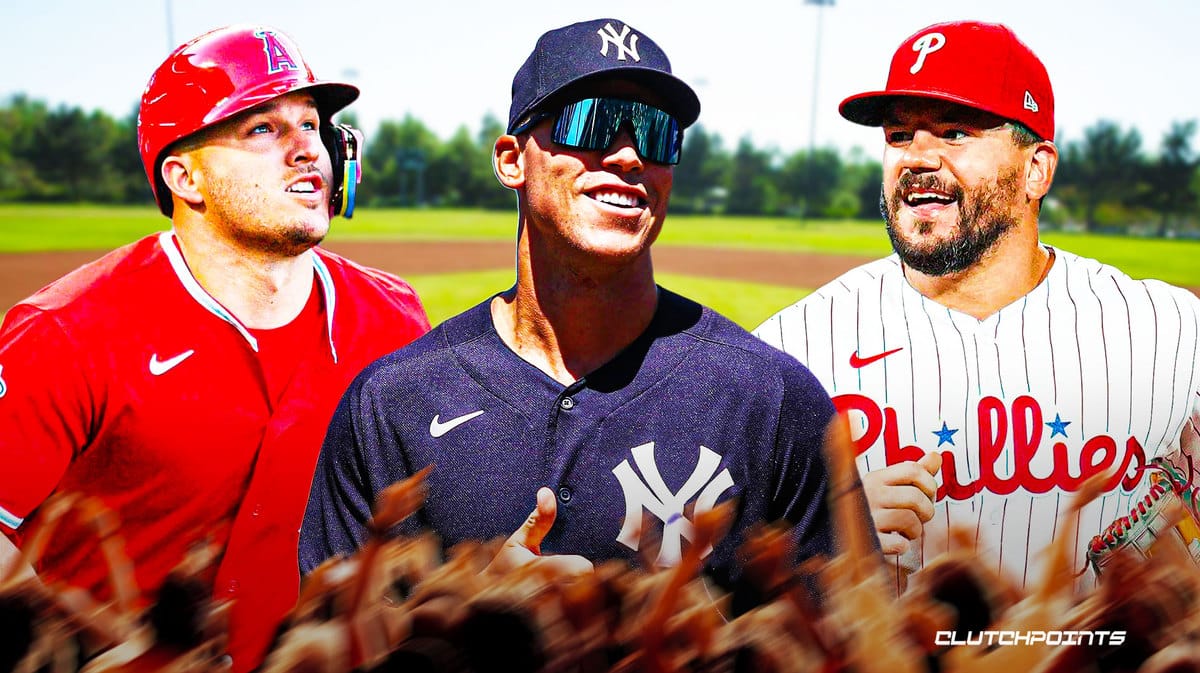 Aaron Judge, Kyle Schwarber, Mike Trout, Pete Alonso, Austin Riley, Vladimir Guerrero Jr., Yordan Alvarez