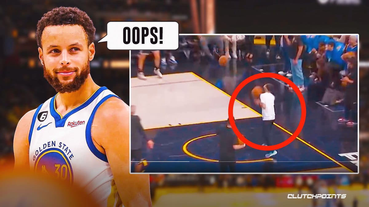 Stephen Curry botches full court shot so bad he hit someone Stephen Curry botches full court shot so bad he hit someone