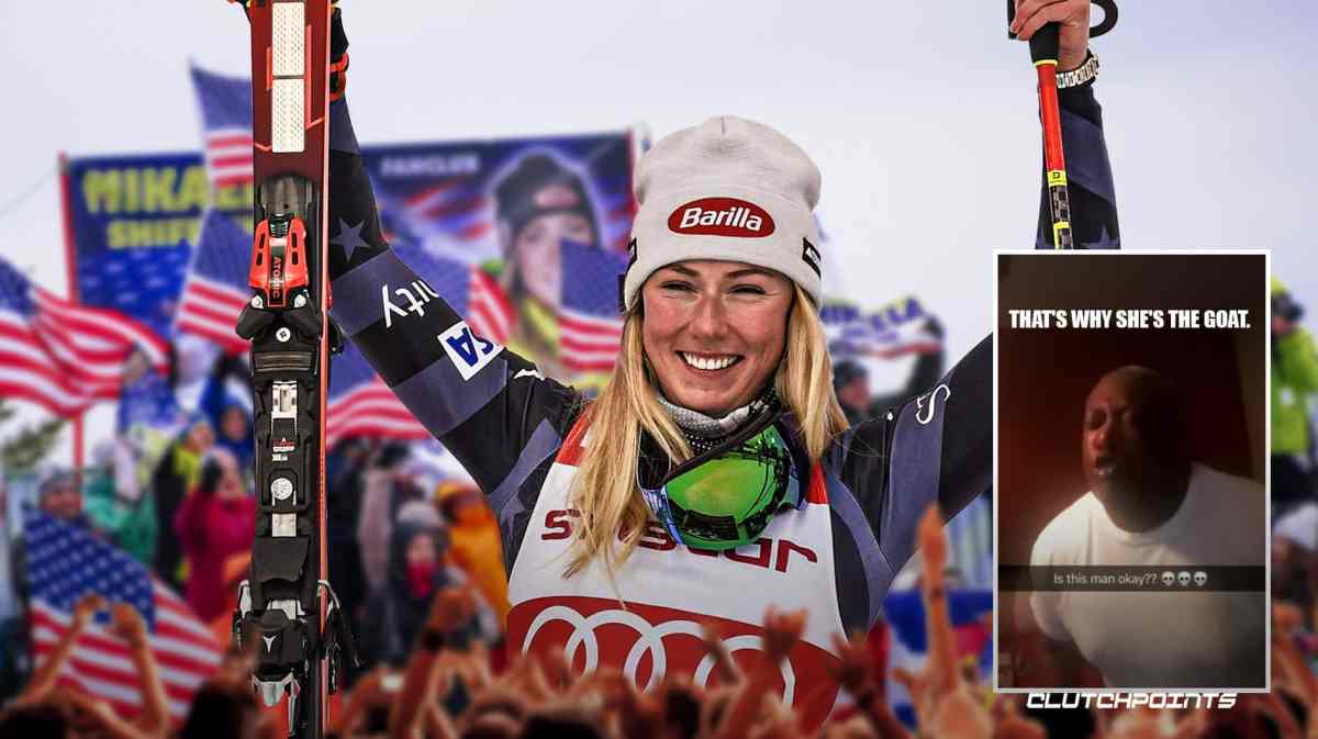 A happy Mikaela Shiffrin celebrating a past victory