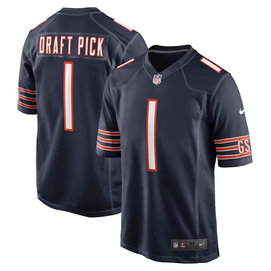 2023 Bears Draft Jersey on a white background.