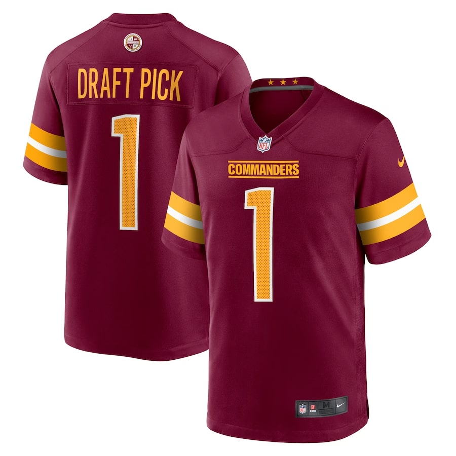 2023 Commanders Draft Jersey on a white background.
