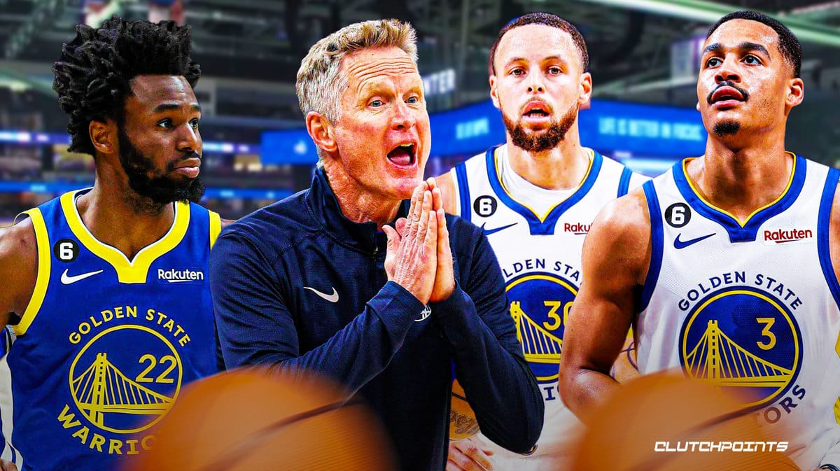 Andrew Wiggins, Steve Kerr, Stephen Curry, Jordan Poole, Warriors