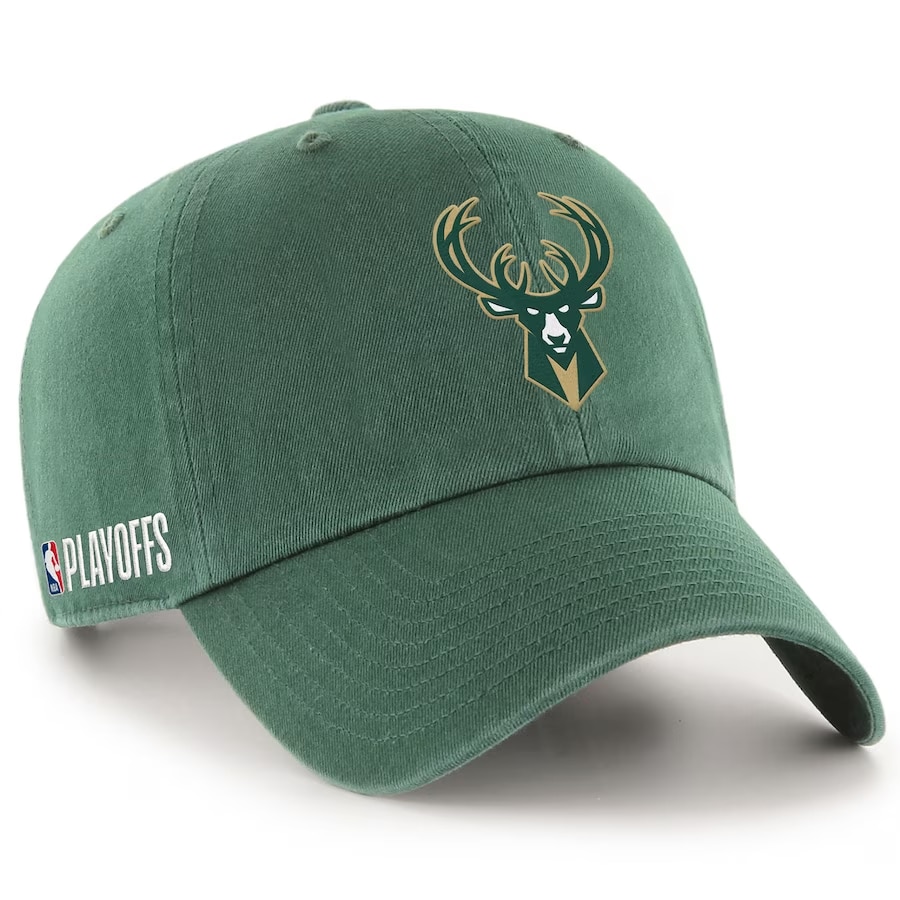 '47 2023 NBA Playoffs Merch Clean Up Adjustable Hat - Hunter Green colorway on a white background. 