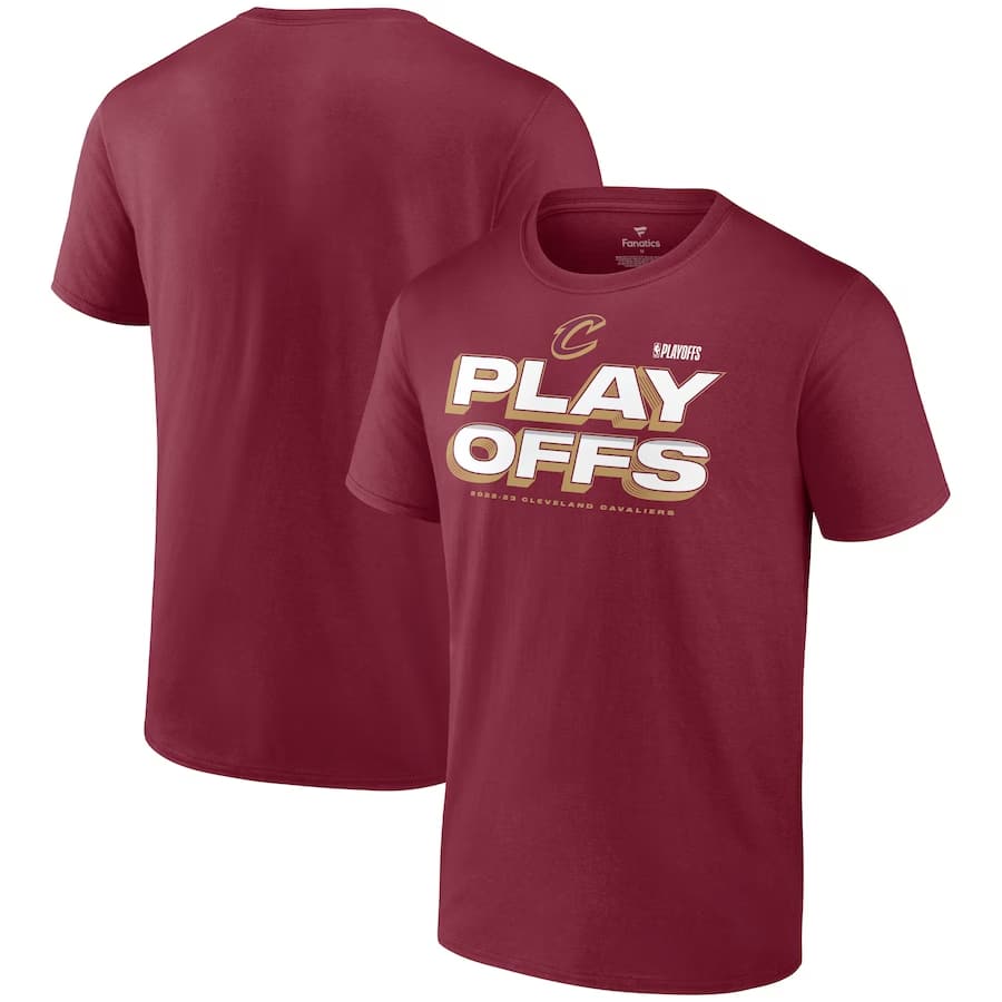 Fanatics Branded 2023 NBA Playoffs Starter T-Shirt - Garnet colorway on a white background.
