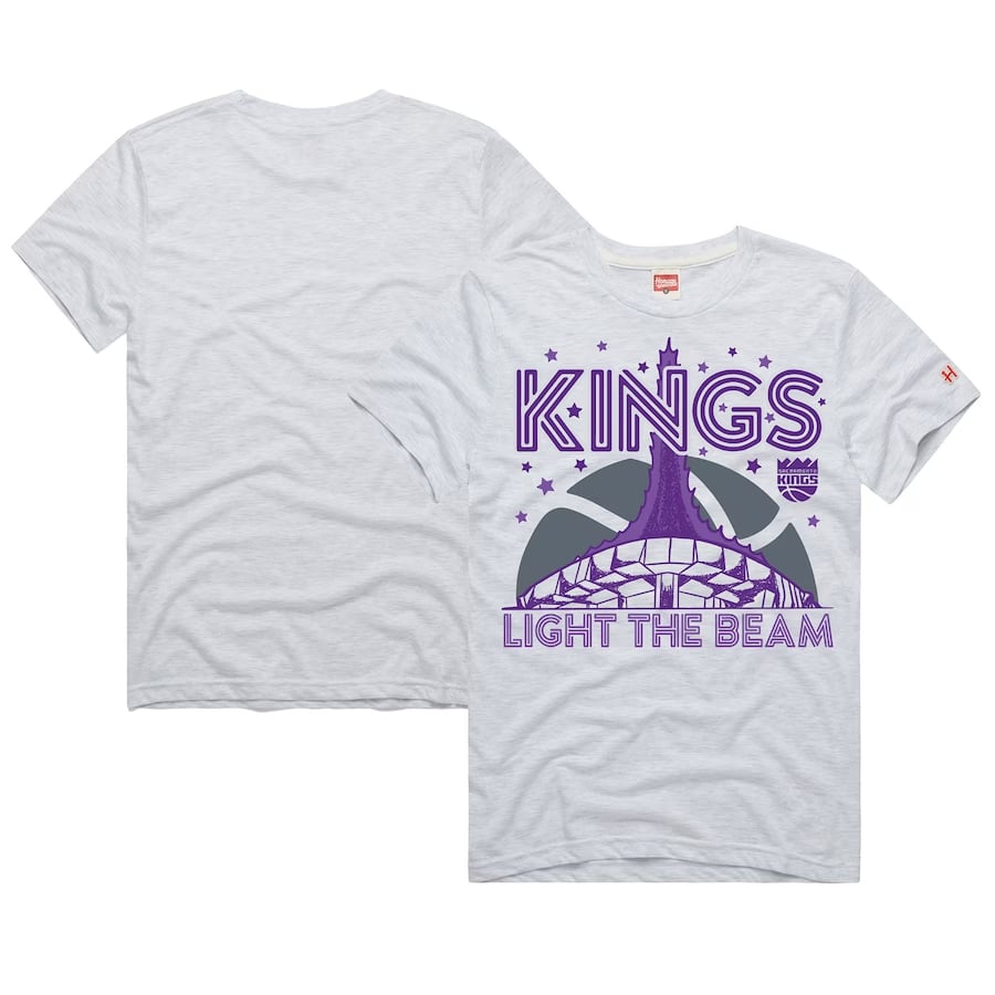 Grey coloredKings Beam tee by Fanatics on a white background.