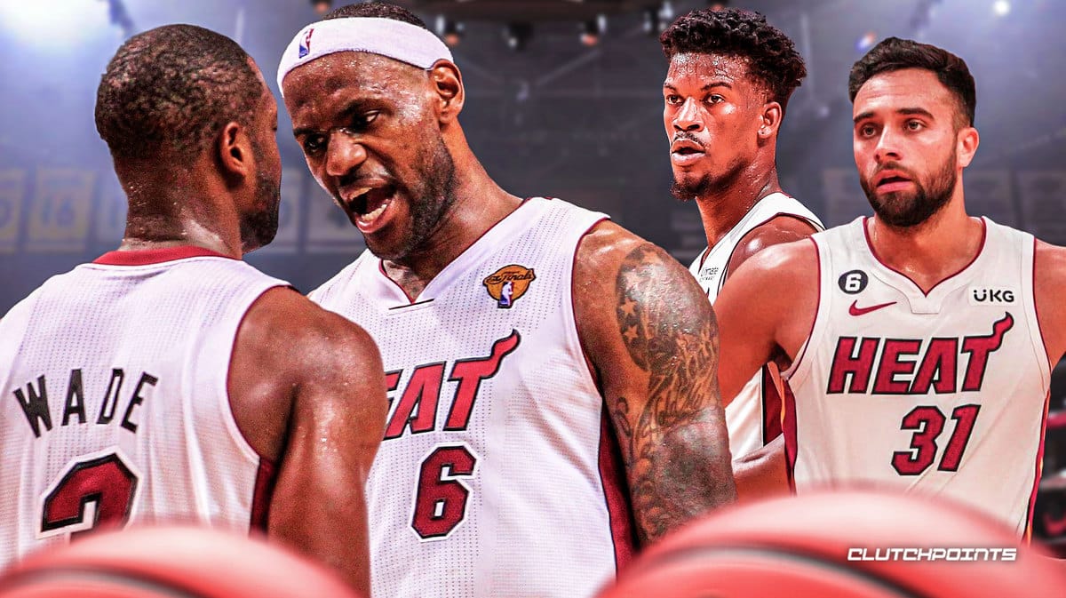 Jimmy Butler, Max Strus, LeBron James, Dwyane Wade, Miami Heat