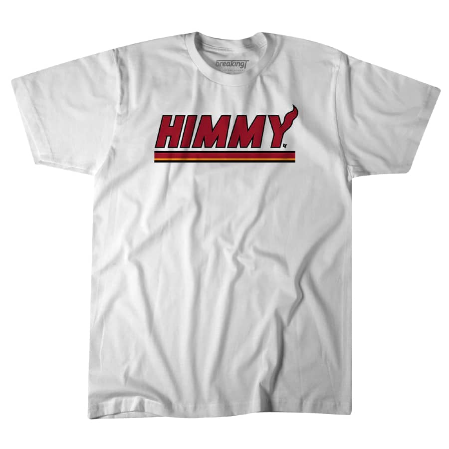 Himmy Buckets T shirt on a white background.