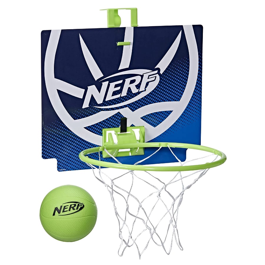 NERF The Classic Mini Foam Basketball & Hoop on a white background.