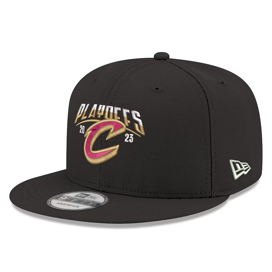 New Era 2023 NBA Playoffs Arch 9FIFTY Snapback Hat - Black hat on a white background.