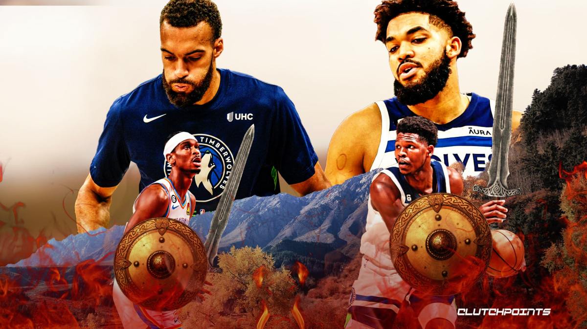 Rudy Gobert, Timberwolves, play-in, Thunder, 2023 nba play-in tournament, Shai Gilgeous-Alexander, Anthony Edwards, Karl-Anthony Towns