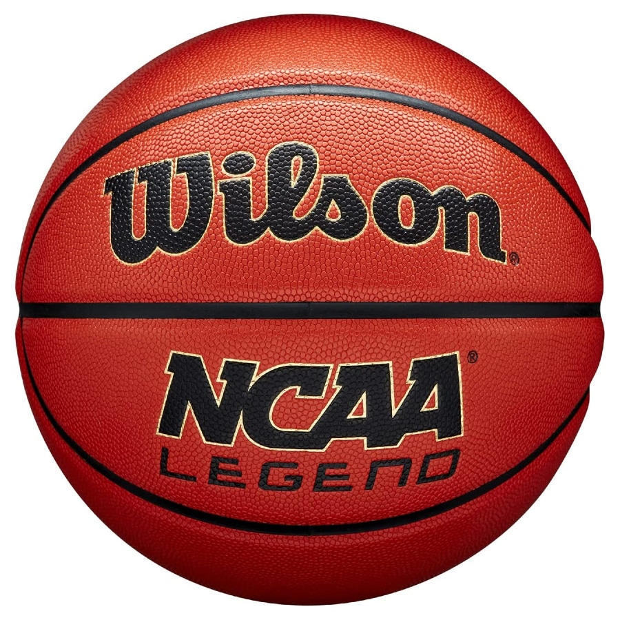 Wilson NCAA Legend ball in orange for the best indoor or outdoor basketball on a white background. 