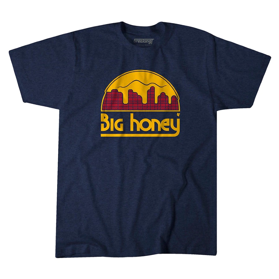 Big Honey t-shirt - Navy blue color on a white background.