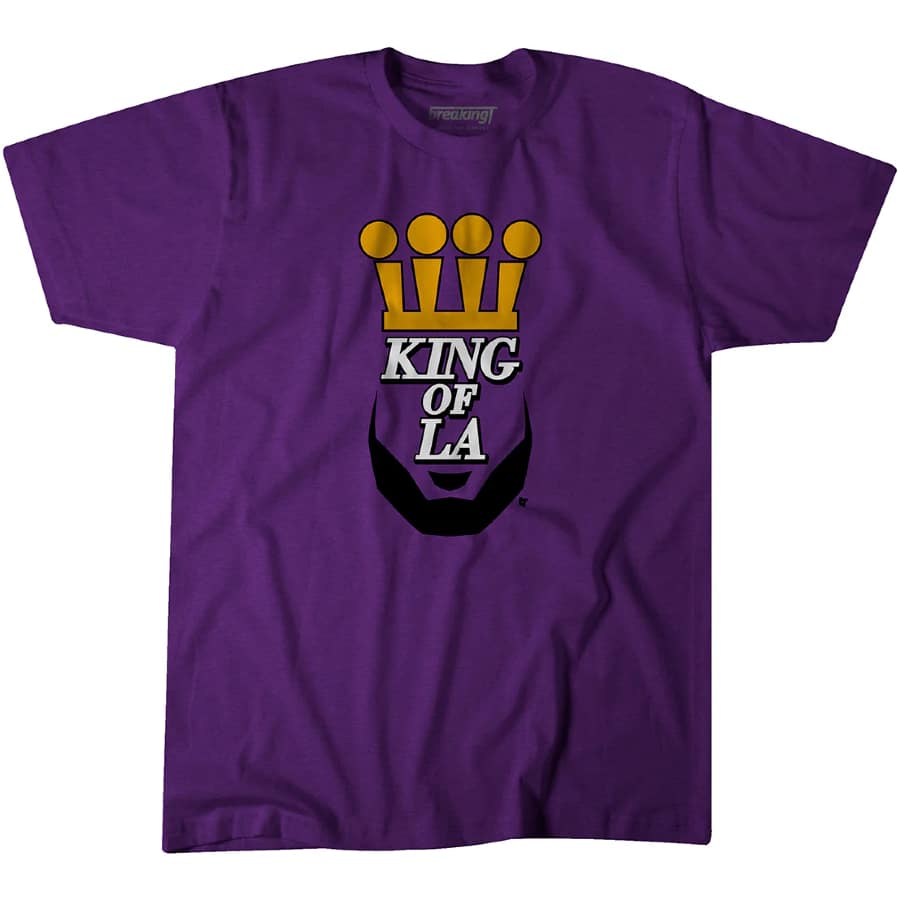 BreakingT King of LA T-Shirt - Purple colorway on a white background.