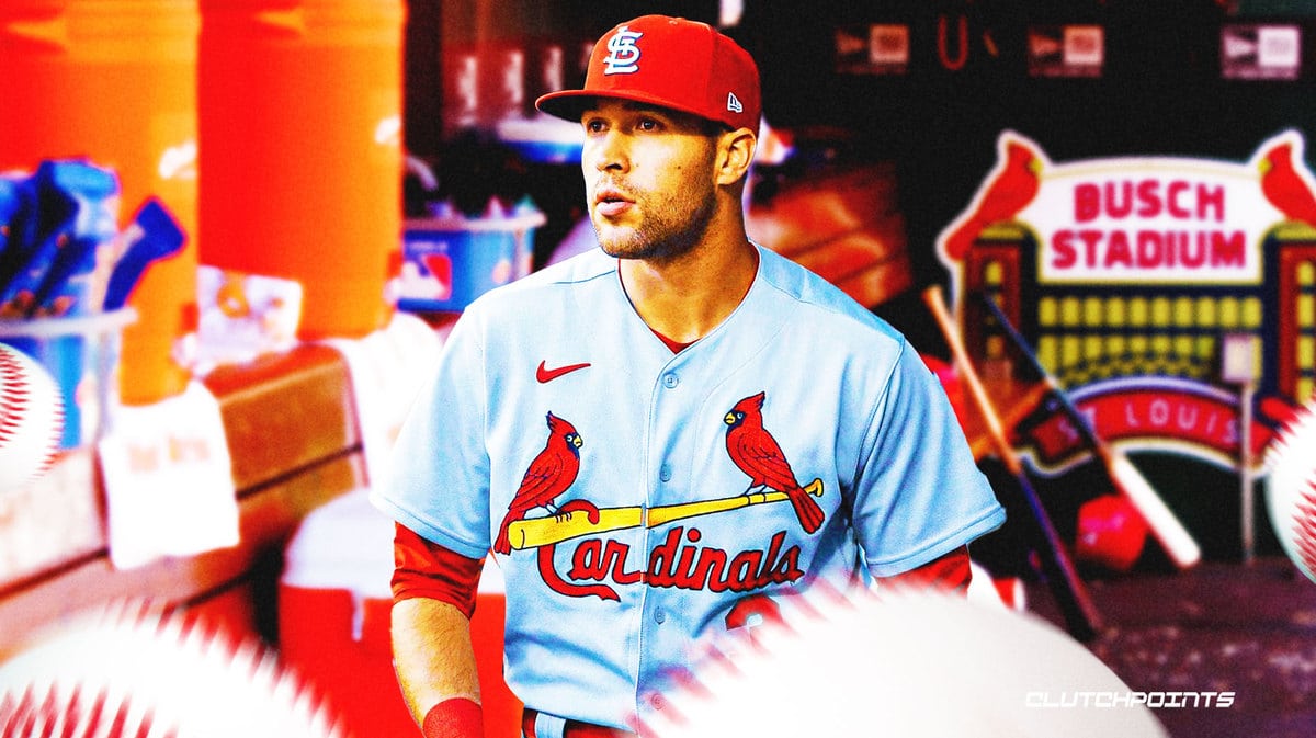 Dylan Carlson of the St. Louis Cardinals yells after striking out