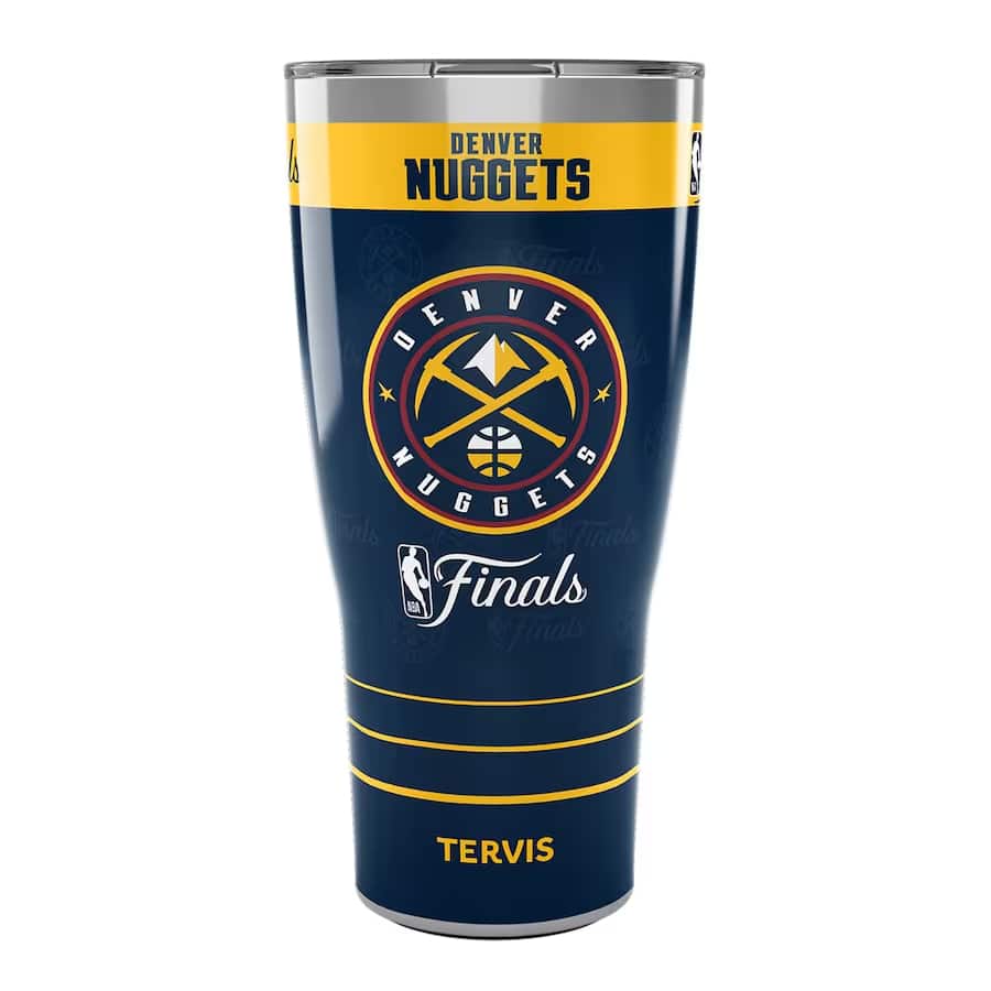 Denver Nuggets Tervis 2023 NBA Finals 30oz. stainless steel tumbler on a white background.