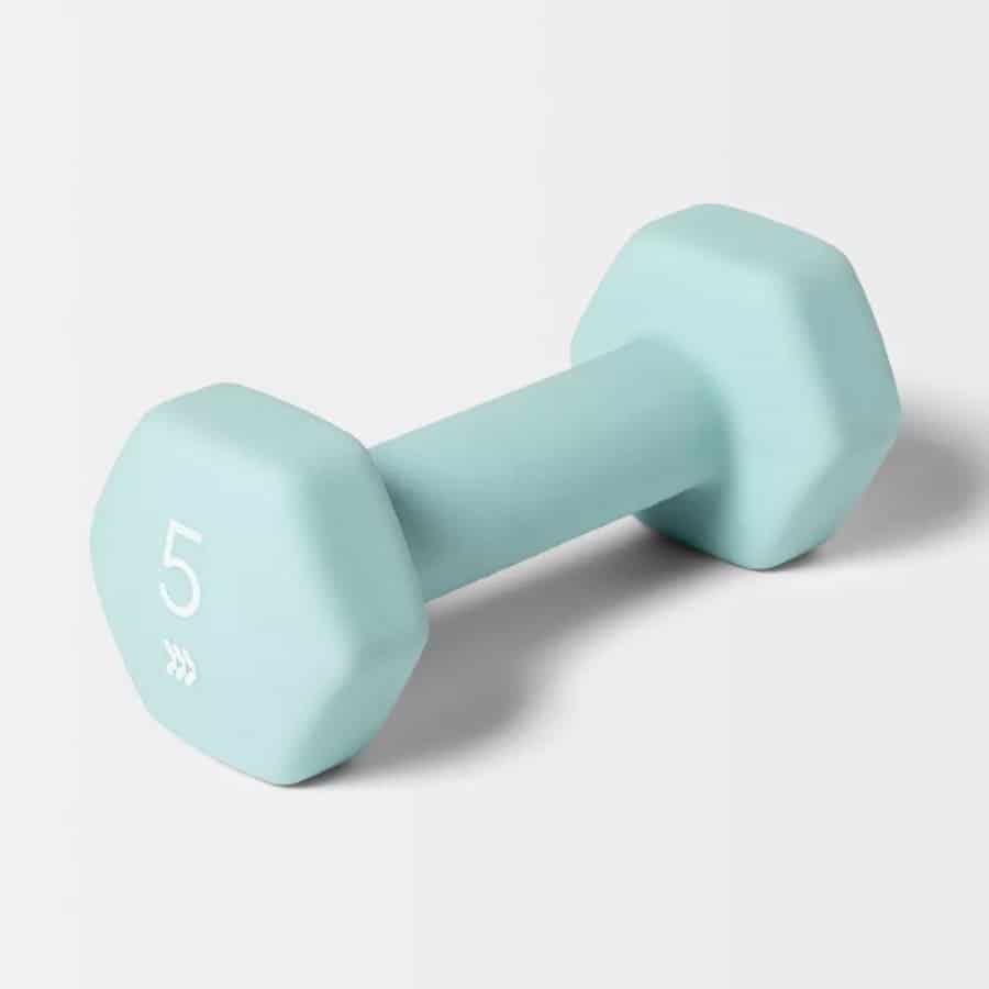 Dumbbell - All in Motion brand in a teal colorway on a light grey background.
