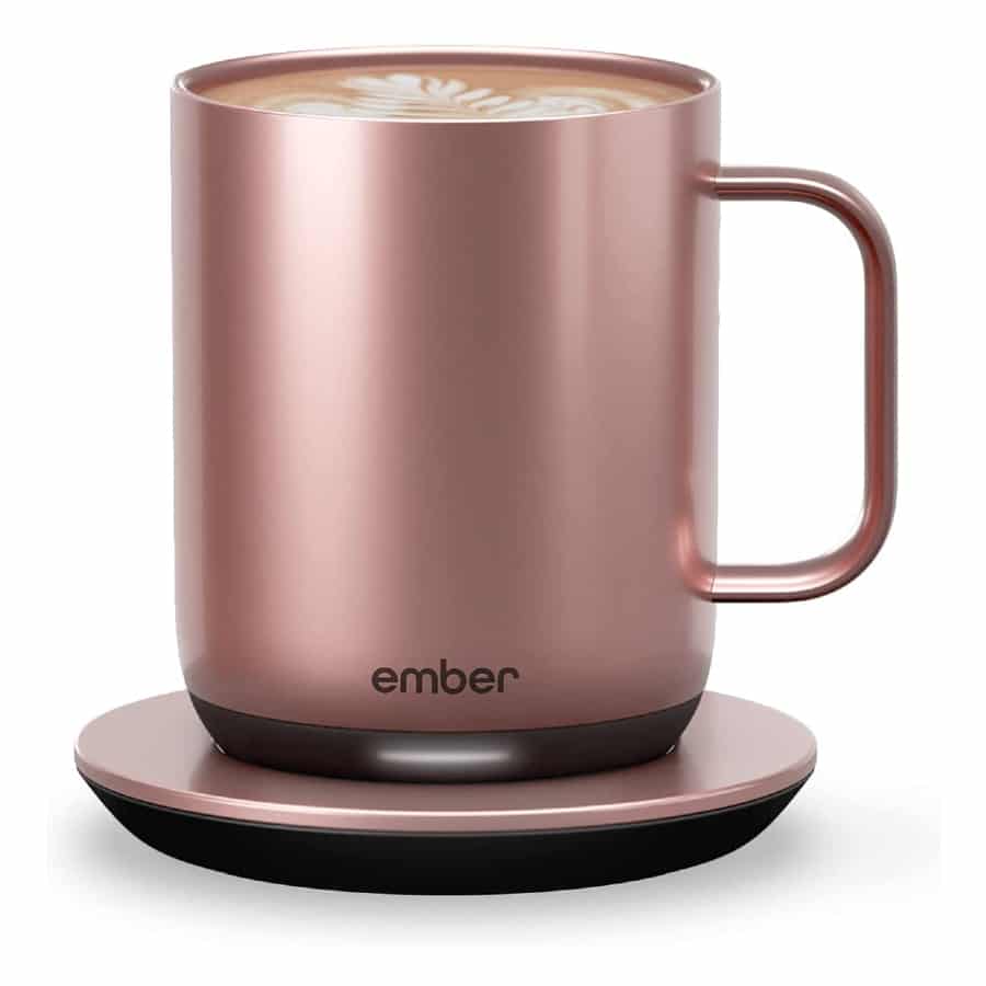 Ember Smart Mug 2 - Rose gold on a white background.