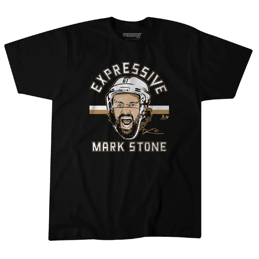 Expressive Mark Stone t-shirt - Black colorway on a white background.