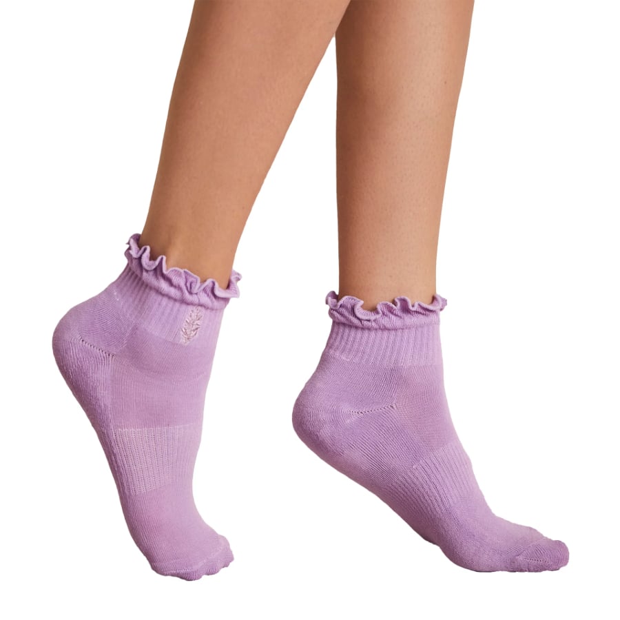 FP Movement Women's Classic Ruffle Socks in a lilac colorway on a white background.