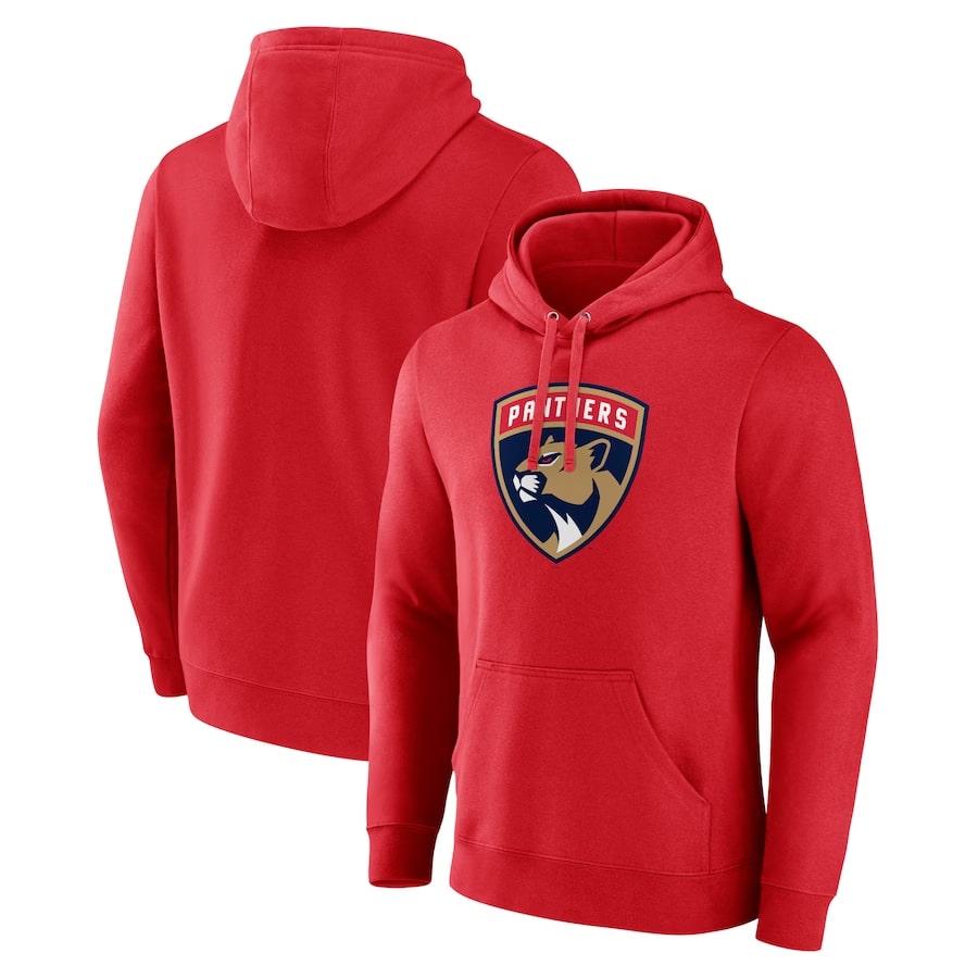 Florida Panthers primary team hoodie - Red colorway on a white background.