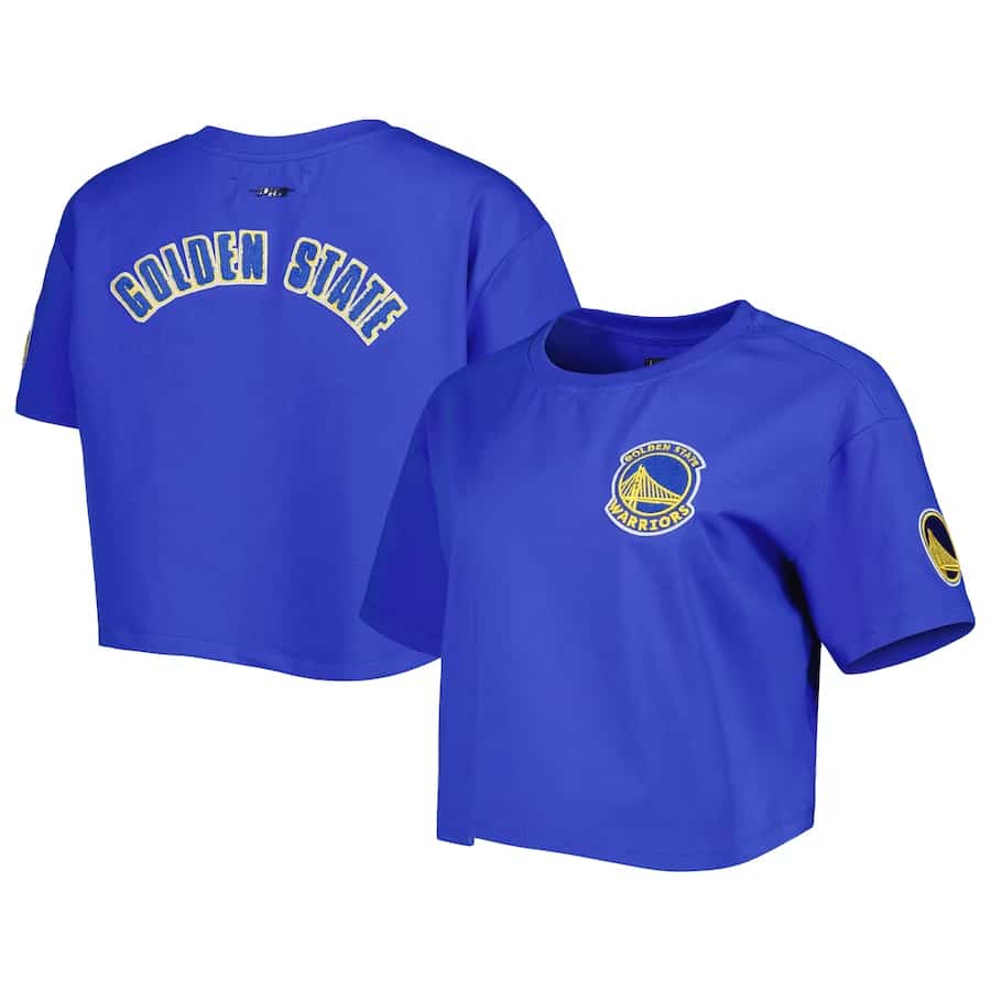 Golden State Warriors Pro Standard Women's Classics Boxy T-Shirt - Royal colorway on a white background.