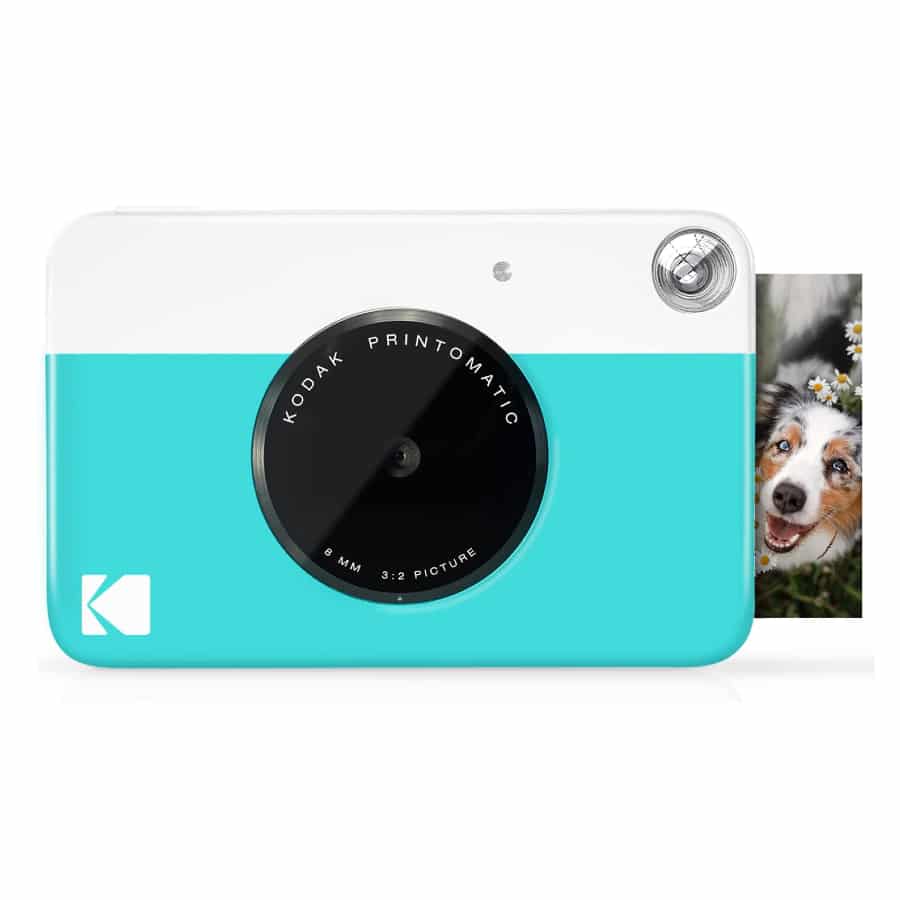 Kodak Printomatic - Digital instant print camera (Blue) colorway on a white background. 