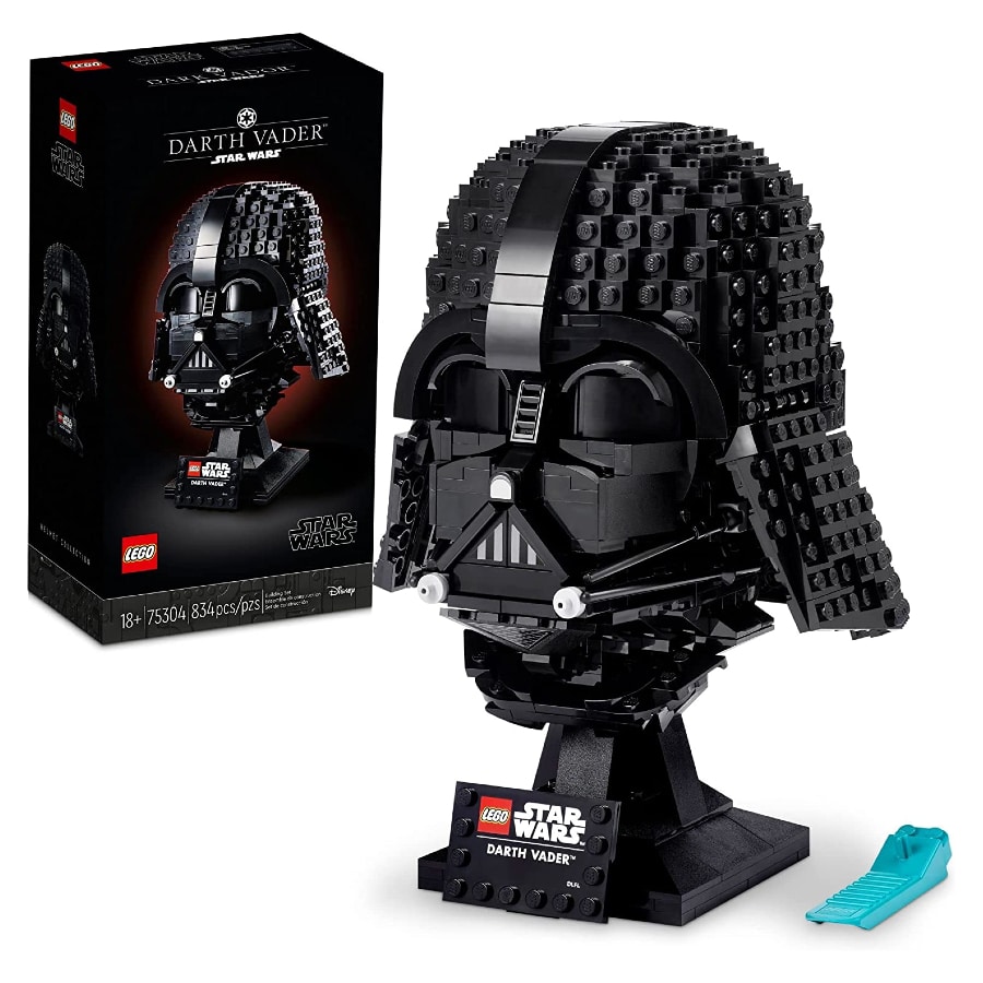 LEGO Star Wars Darth Vader Helmet on a white background.