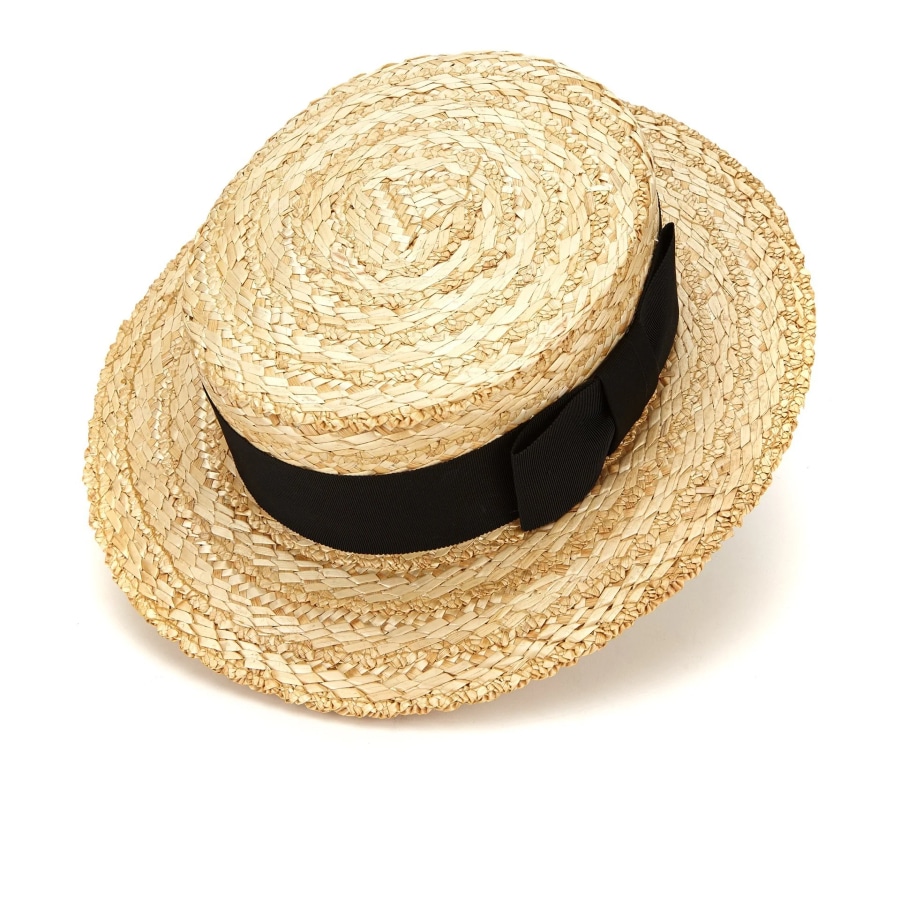 Straw material Lock and Co. Hatters boatman hat on a white background.