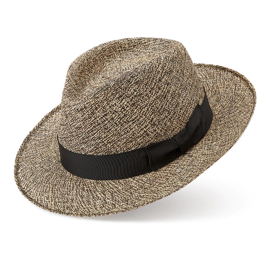 Grey colored Lock and Co. Hatters - NAPLES PANAMA hat on a white background.
