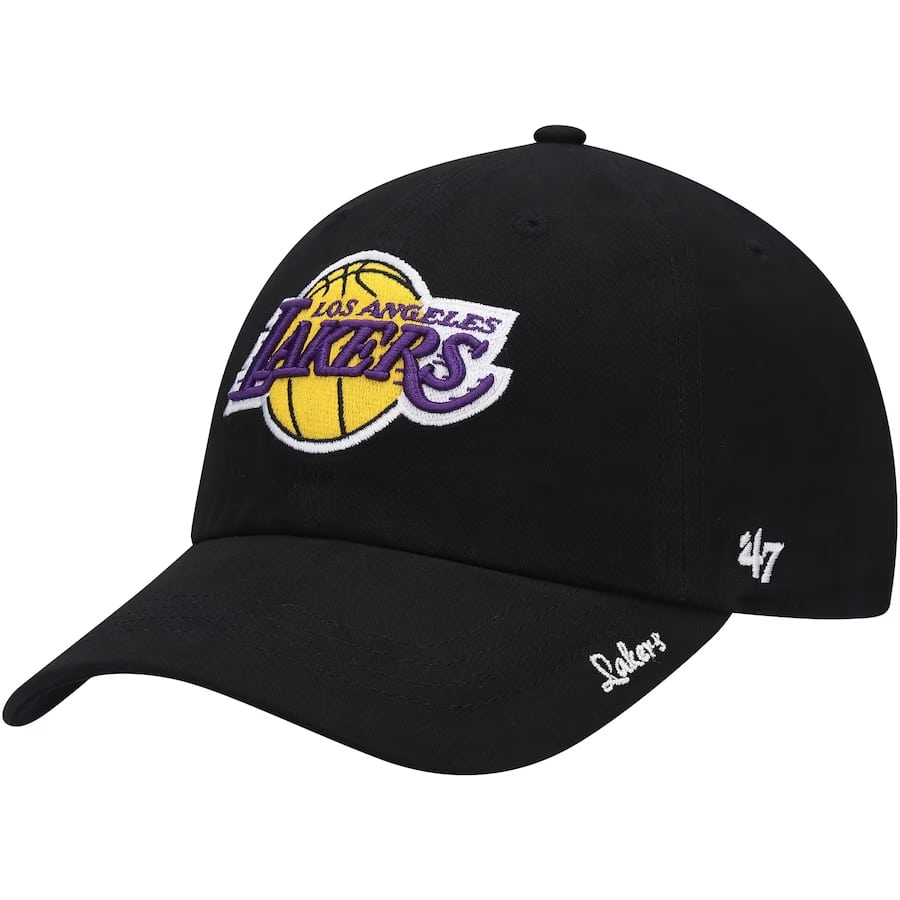 Los Angeles Lakers '47 Women's Miata Clean Up Adjustable Hat - Black colorway on a white background. 