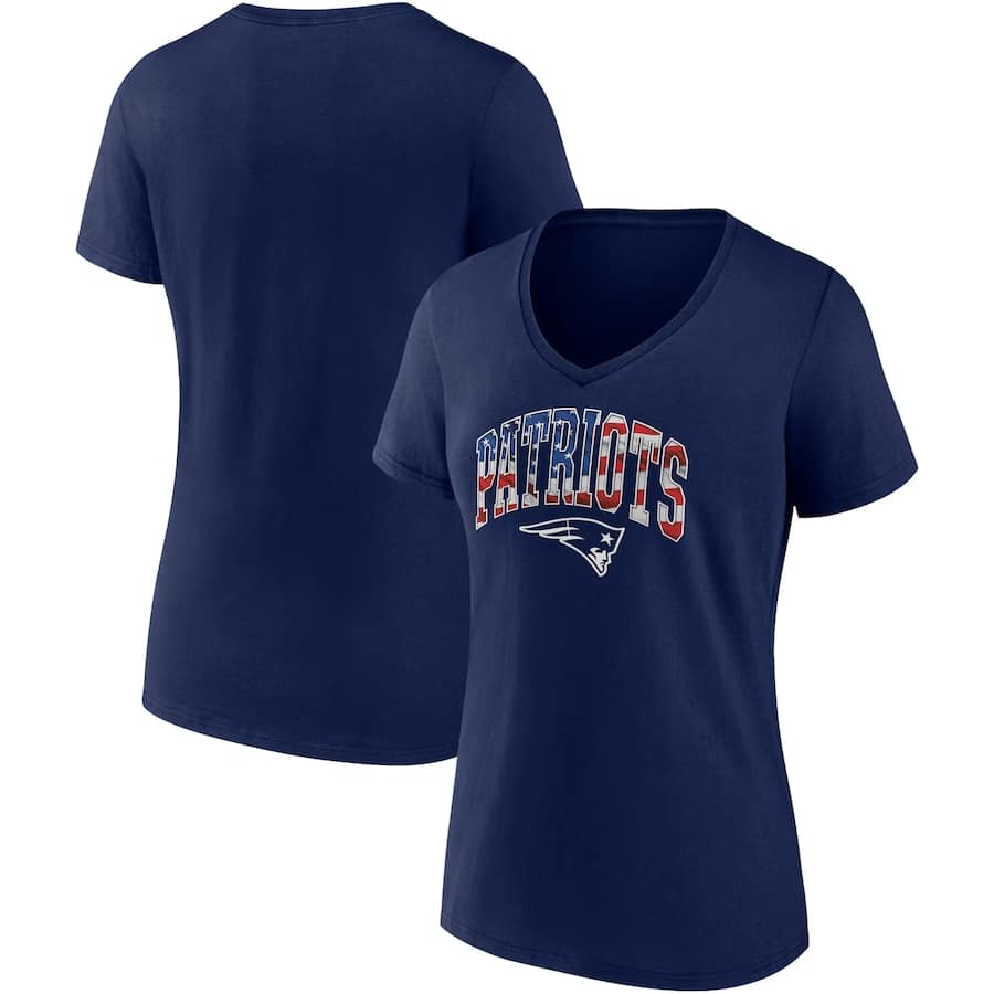 Women's Navy Boston Red Sox Plus Size Americana V-Neck T-Shirt