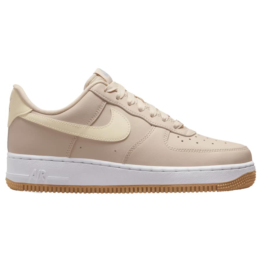 Nike Women's Air Force 1 '07 Shoes in a coconut colorway on a white background.