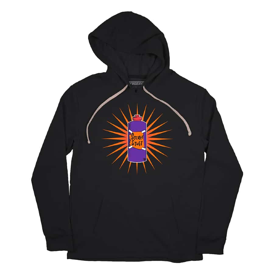 Phoenix secret stuff hoodie - Black colorway on a white background.