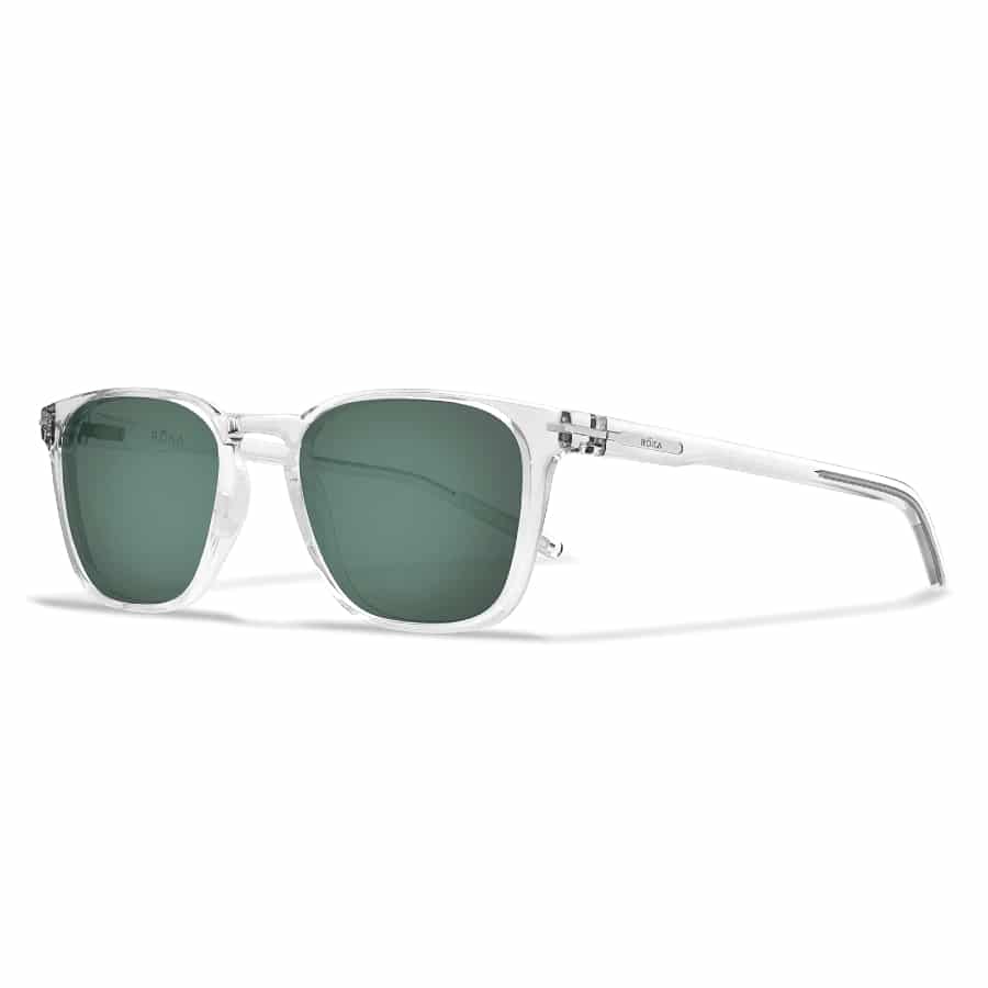 Roka Rory 2.0 polarized sunglasses - Clear frames on a white background.
