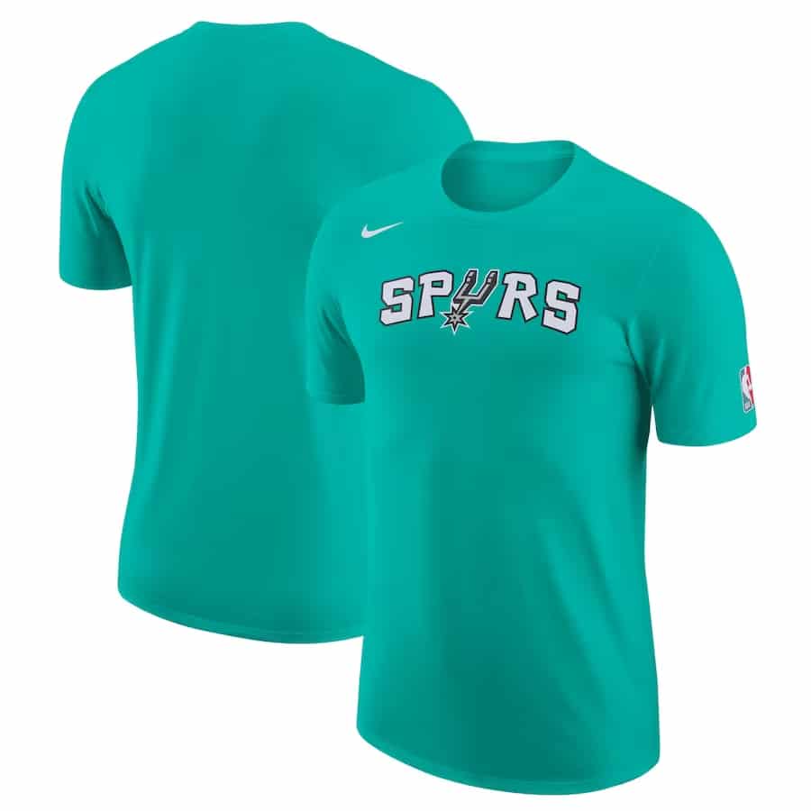 San Antonio Spurs Nike 2022/23 city edition performance t-shirt - Green colorway on a white background.