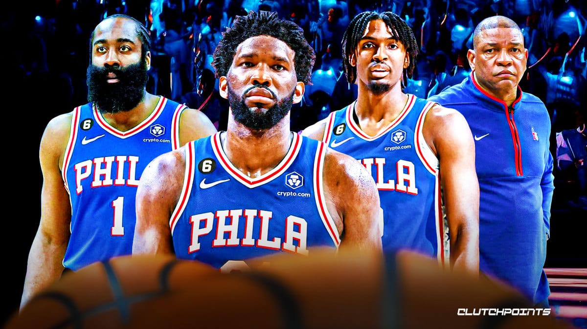 Joel Embiid, James Harden, Tyrese Maxey, Philadelphia 76ers