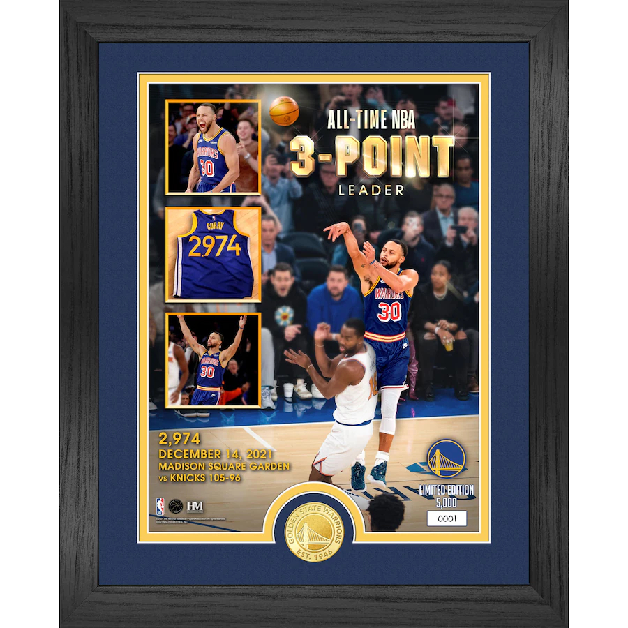 Stephen Curry Highland NBA All Time 3-Point Leader Bronze Coin Photo Mint on a white background.