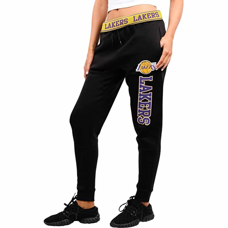 Ultra Game NBA Women's Jogger Pants Active Fleece Sweatpants - Black colorway on a white background.