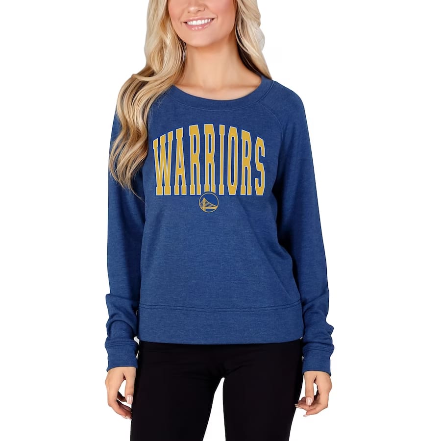 Warriors Concepts Sport Women's Terry Long Sleeve T-Shirt - Navy colorway on a white background.